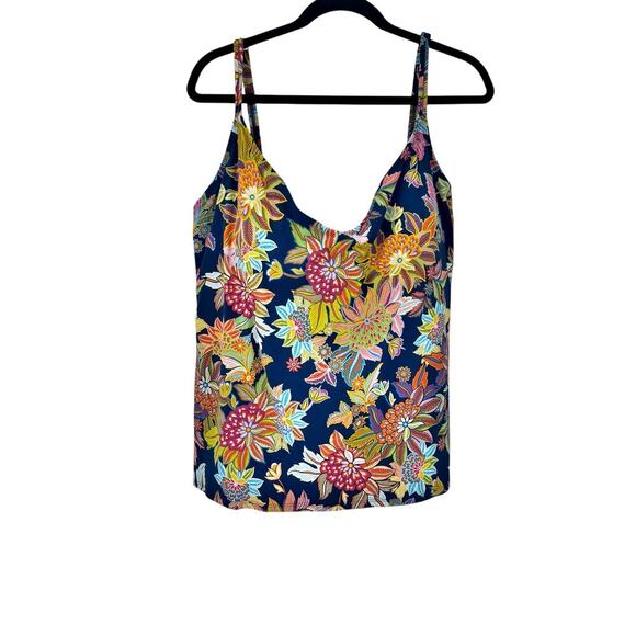 Bleu by Rod Beattie Floral Printed Tankini Top Multi Navy Size 22 Plus NWT - Picture 3 of 9